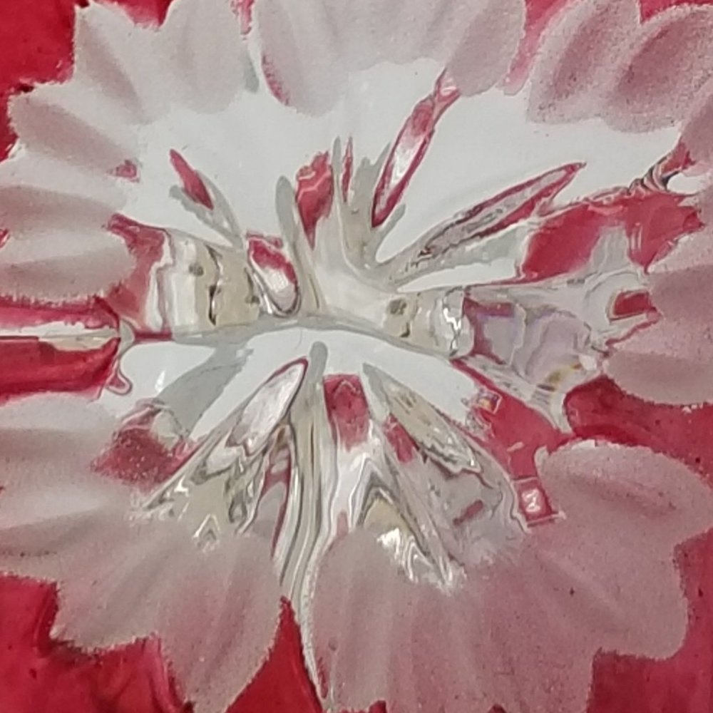 Anna Hutte Crystal Flower Vase Cranberry Red- Cut to-Clear Bleikristall Crystal - Picture 12 of 13